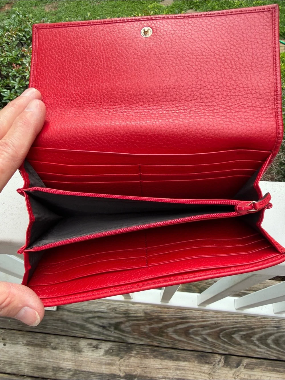 Gucci Red Pebbled Leather Continental Wallet